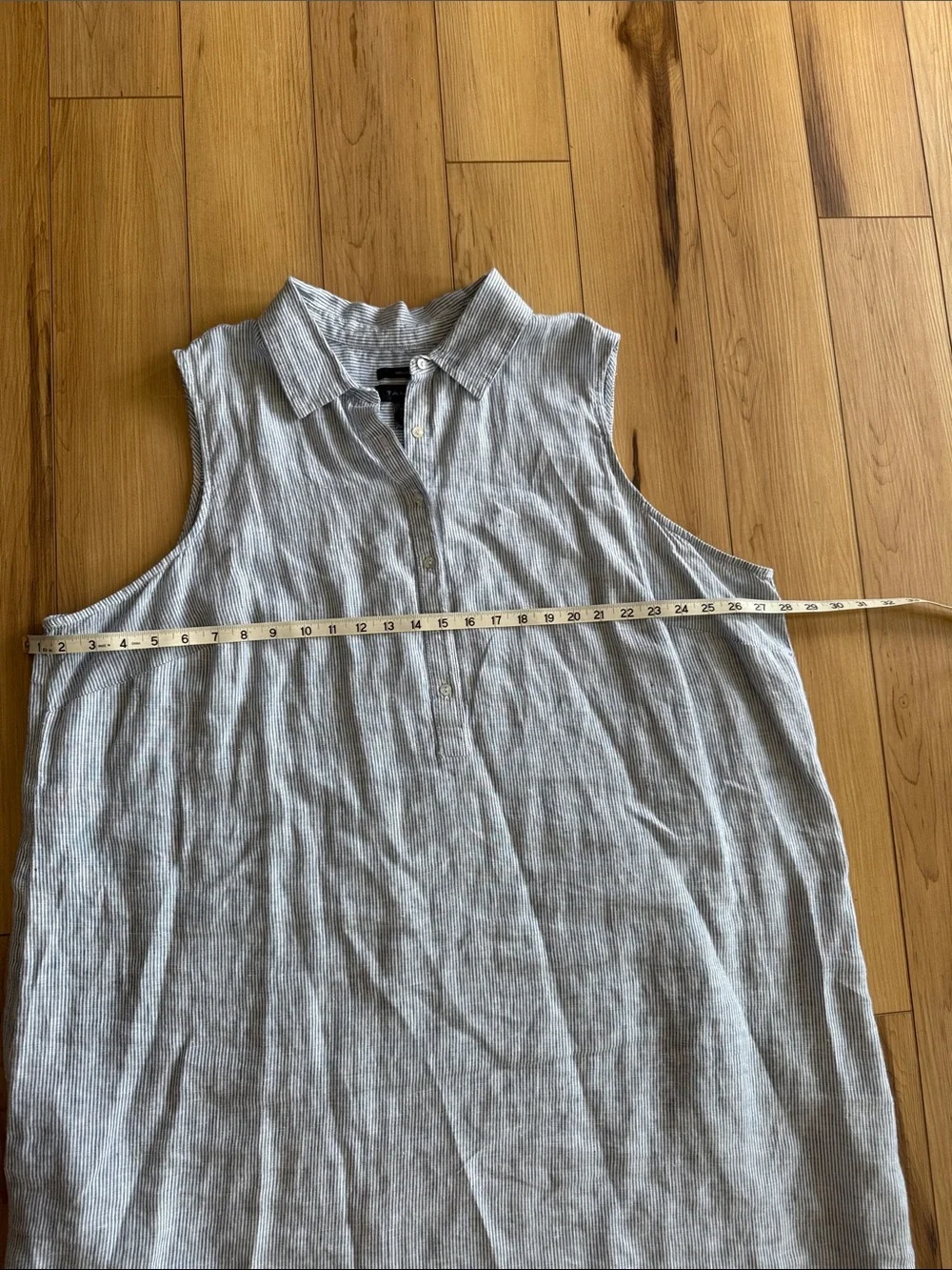 Tahari Blue & White Striped Linen Dress - Picture 3 of 4